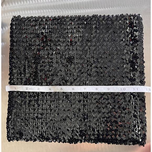 Vintage 80s Creations III Black Sequin Tank Top OS Glam Disco - Picture 5 of 6